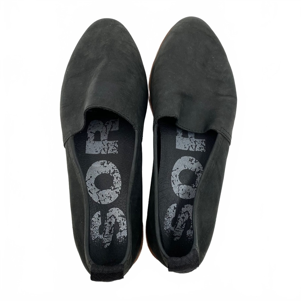 Sorel Black Leather Flats Waterproof Cushioned | Women’s 9.5
